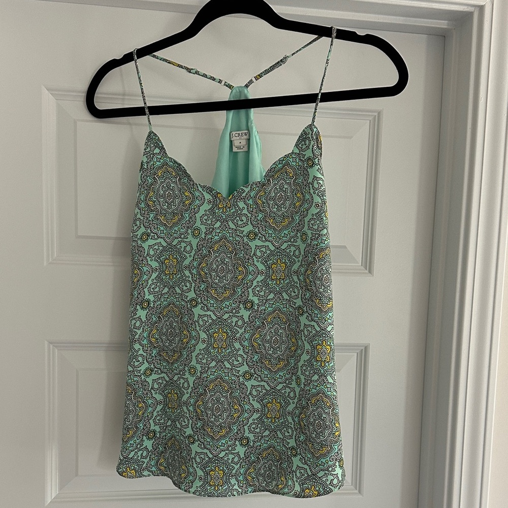 J. Crew Mint and Yellow Patterned Camisole